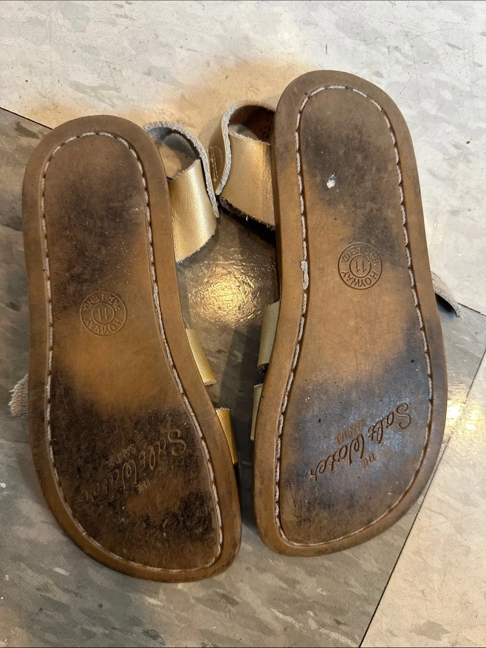 Gold salt water sandals
